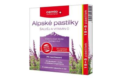 Cemio Alpské pastilky ŠALVĚJ A VITAMIN C pst.15+5